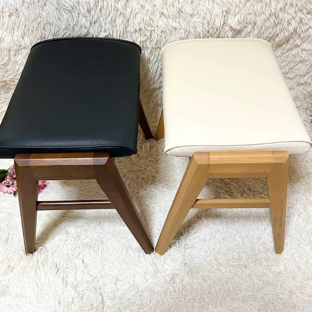 【美品】【2脚】ニトリ スツール ロレイン 3 白 黒 オットマン 椅子 チェア