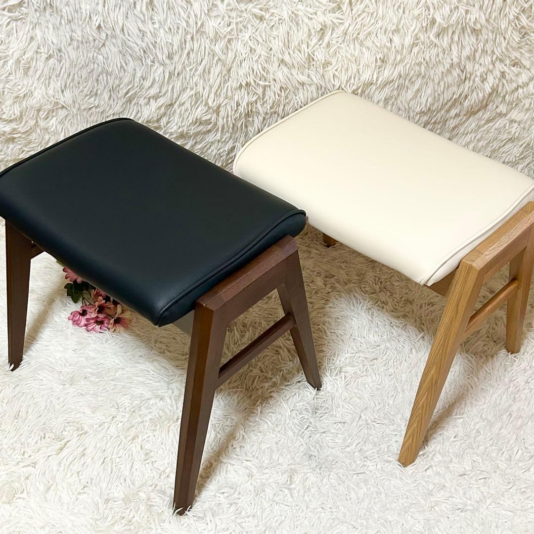 【美品】【2脚】ニトリ スツール ロレイン 3 白 黒 オットマン 椅子 チェア