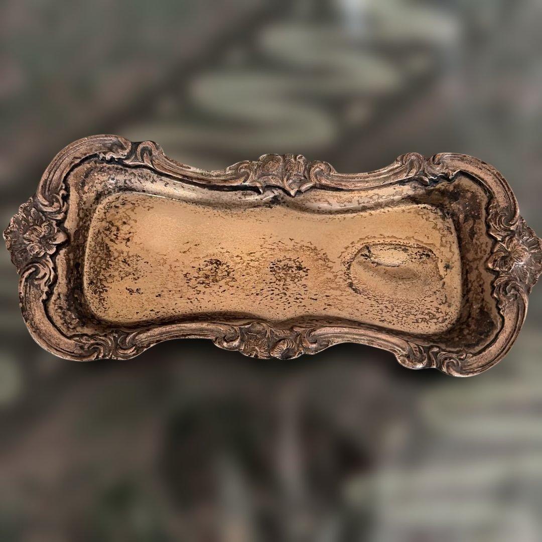 【必見】シルバー金属トレイ Made in India 骨董及びシルバー製品