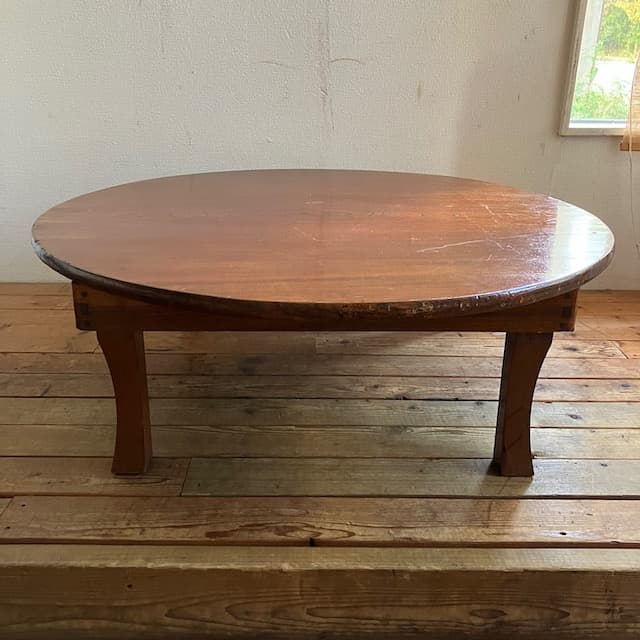 ヴィンテージ 古道具 欅 木製 円形 折りたたみ ちゃぶ台 骨董 レトロ こたつ