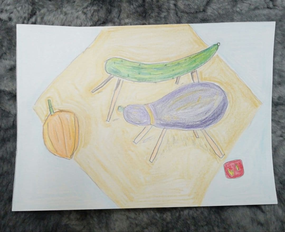 【超希少！】絵　お盆のなすびの牛とキュウリの馬