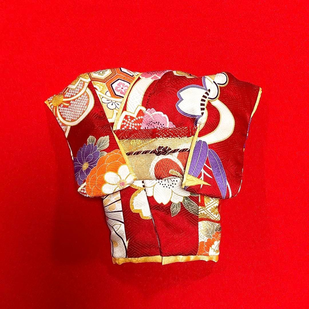 即納✨犬の着物✨犬用本格振袖着物 XS 赤 正絹 一点物