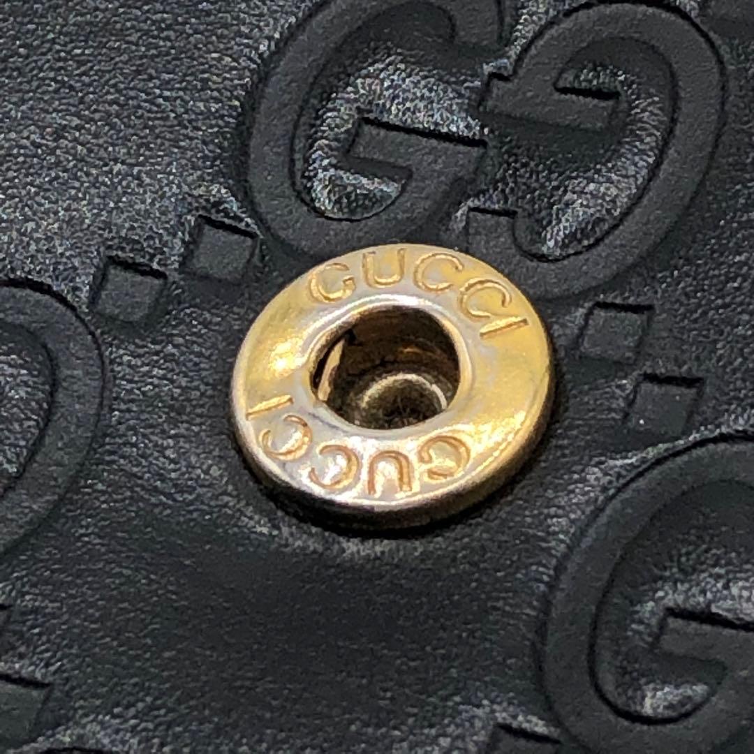 グッチ インターロッキング 長財布 二つ折り シマレザー GG柄 ブラック