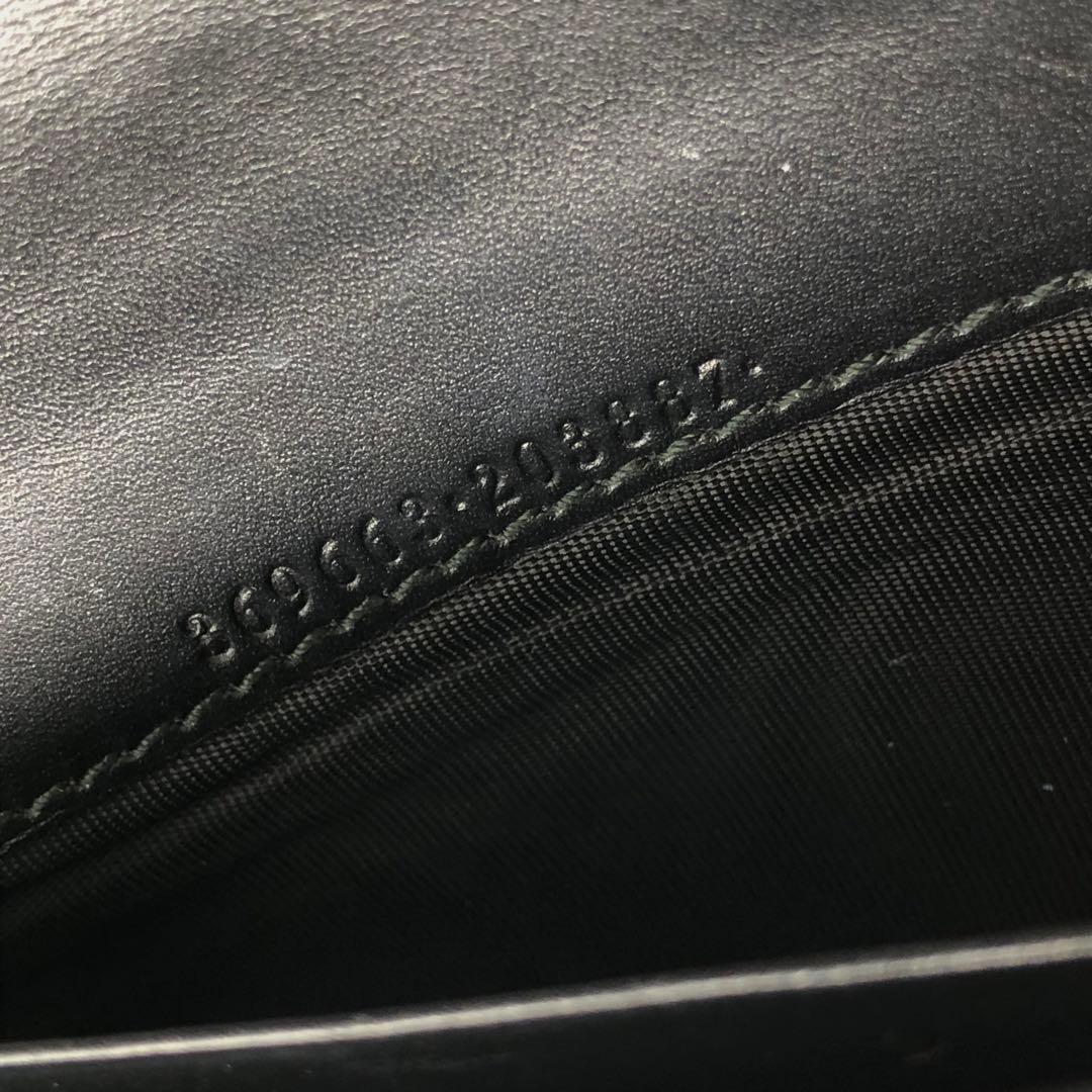 グッチ インターロッキング 長財布 二つ折り シマレザー GG柄 ブラック