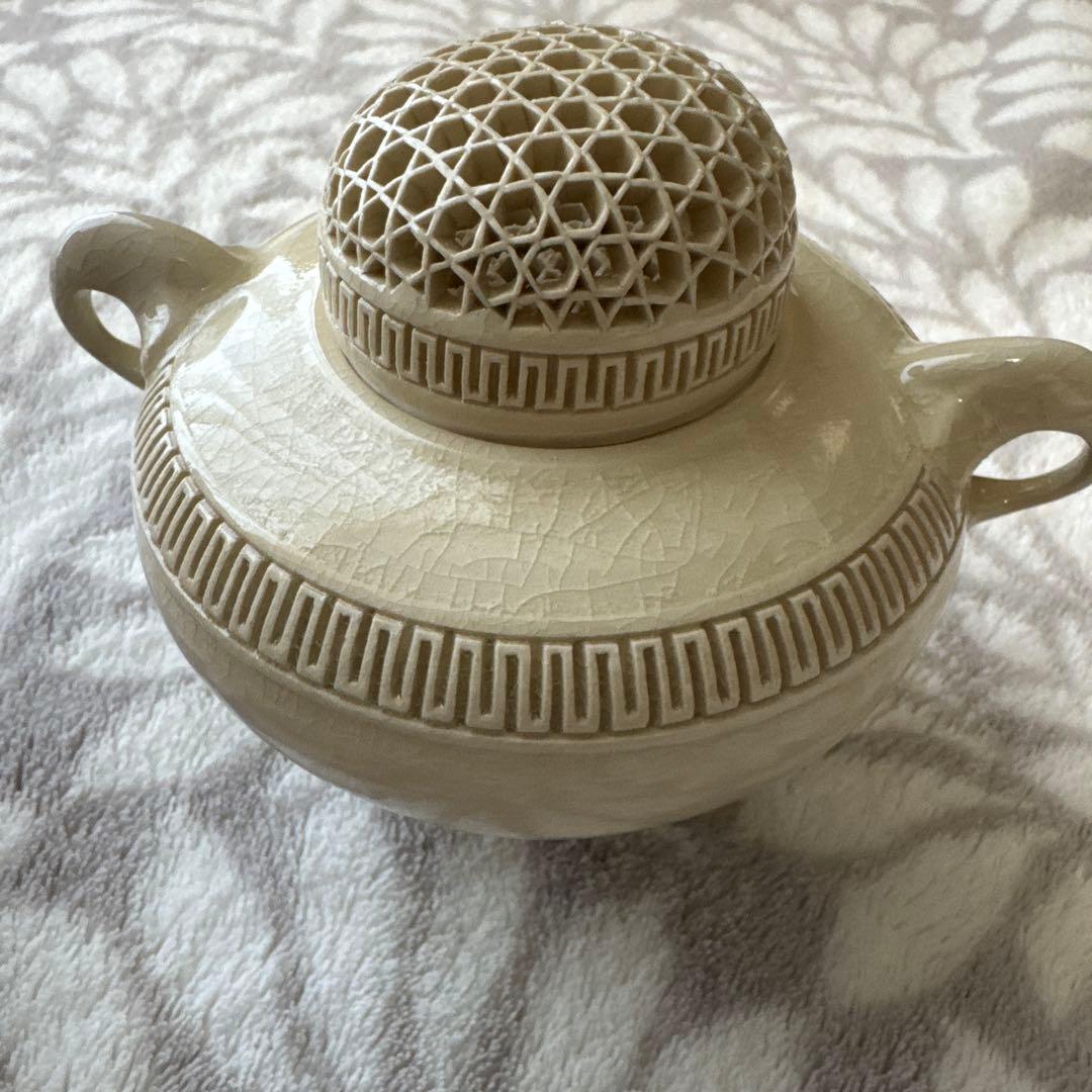 専用⭐︎ 仁楓 白薩摩 香櫨　陶芸　薩摩焼 香道具 貫入 錦襴 2重透かし