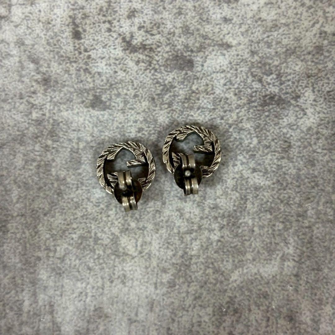 GUCCI　グッチ　ピアス　インターロッキング　アラベスク　燻　両耳用