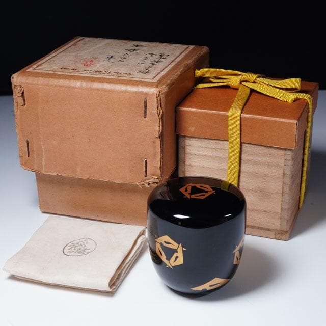 初瀬川柳庵　出世鱗蒔絵中棗　即中斎 御書付　茶道具　表千家　茶器　鱗鶴