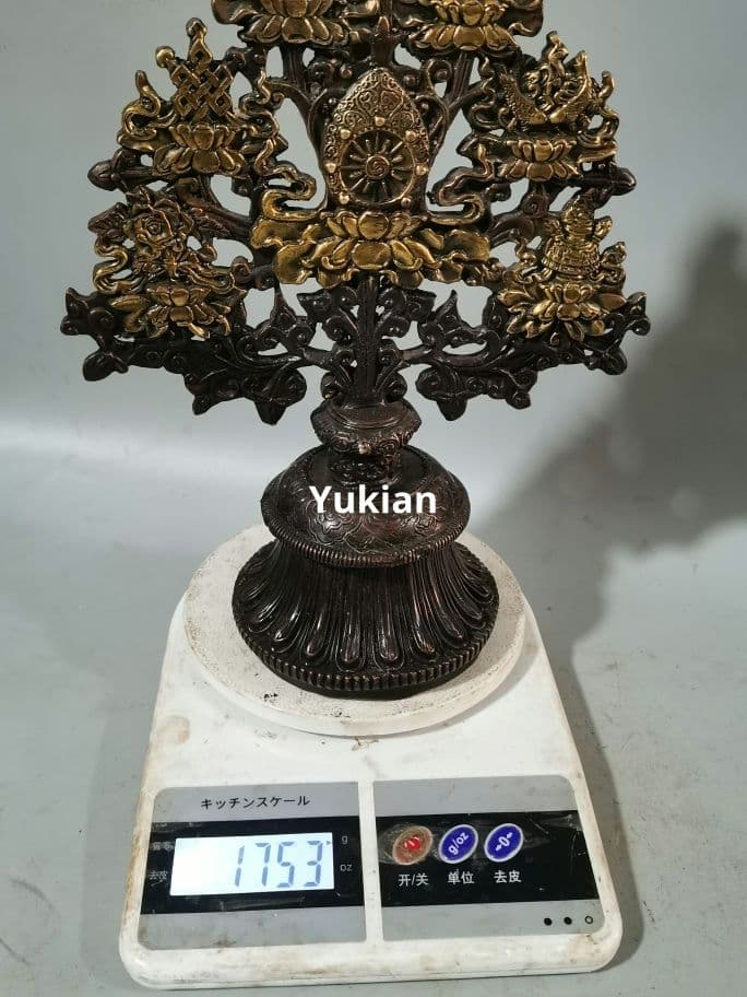 銅製 八宝吉祥樹 吉祥八宝招き樹 法器 装飾品 工芸品 美術品 置物