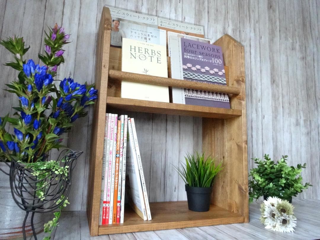 ハンドメイド　雑誌＆絵本ラック　ショート（チーク色）