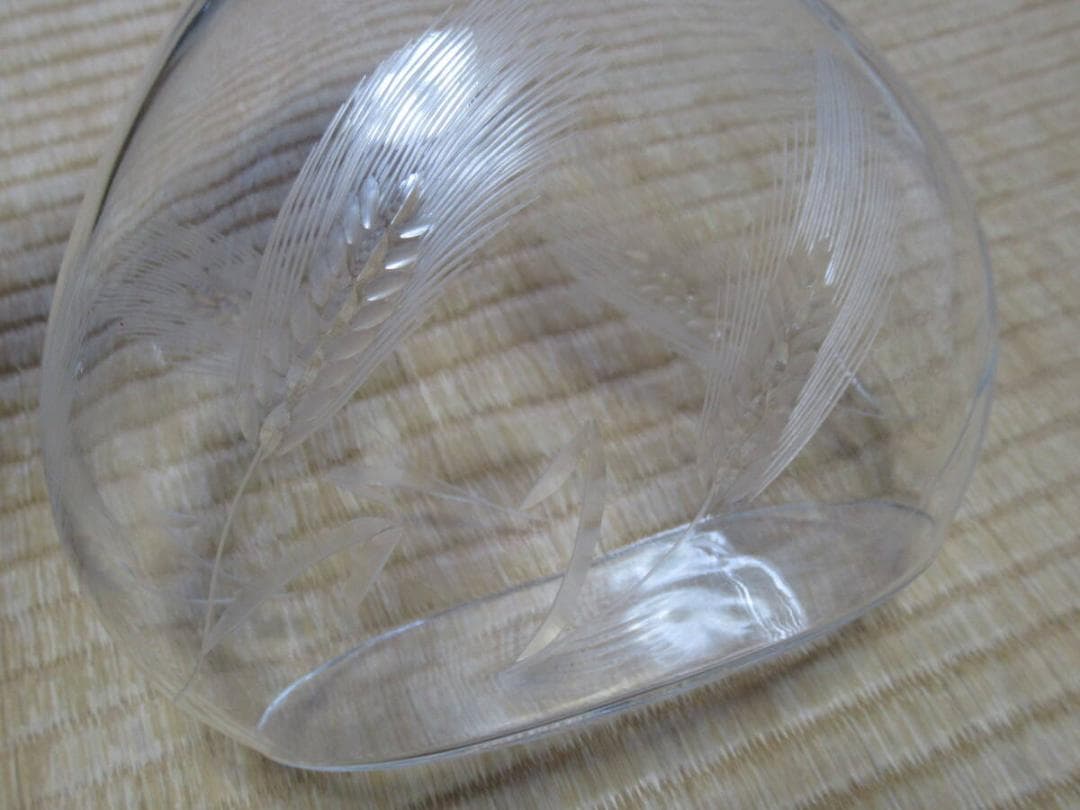 未使用 大正時代 フランス製◆フタ付近純銀製 麦模様手磨き切子 デキャンター