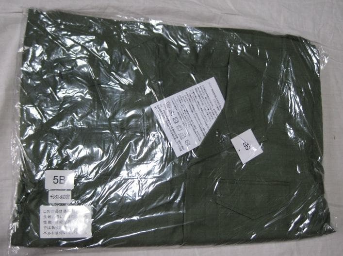 想定：ＯＤ戦闘服３型（５Ｂ、ＶＣリップストップ服地）