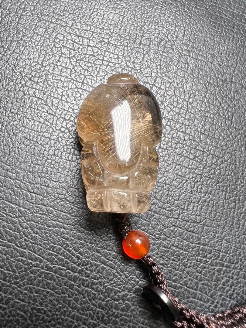 0623124  天然ルチルクォーツ貔貅ストラップ20.5*33.2ミリ