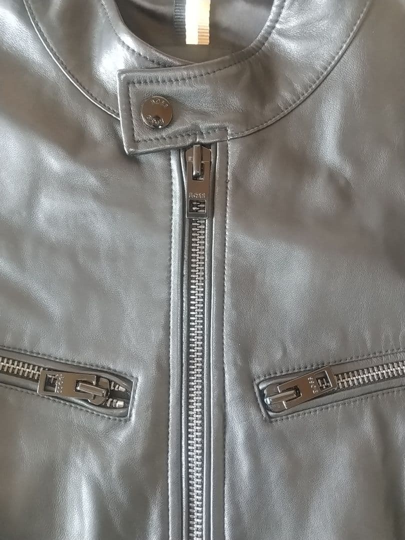 HUGO BOSS レザー シングル ライダースジャケット 革ジャン ラムレザー