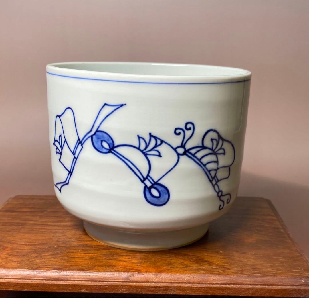 【茶道具】清閑寺窯　祥平造　染付冠手火入（共箱）