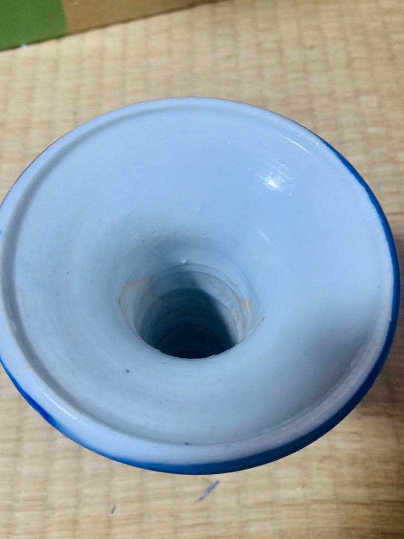 中国清時代獣耳藍釉花瓶