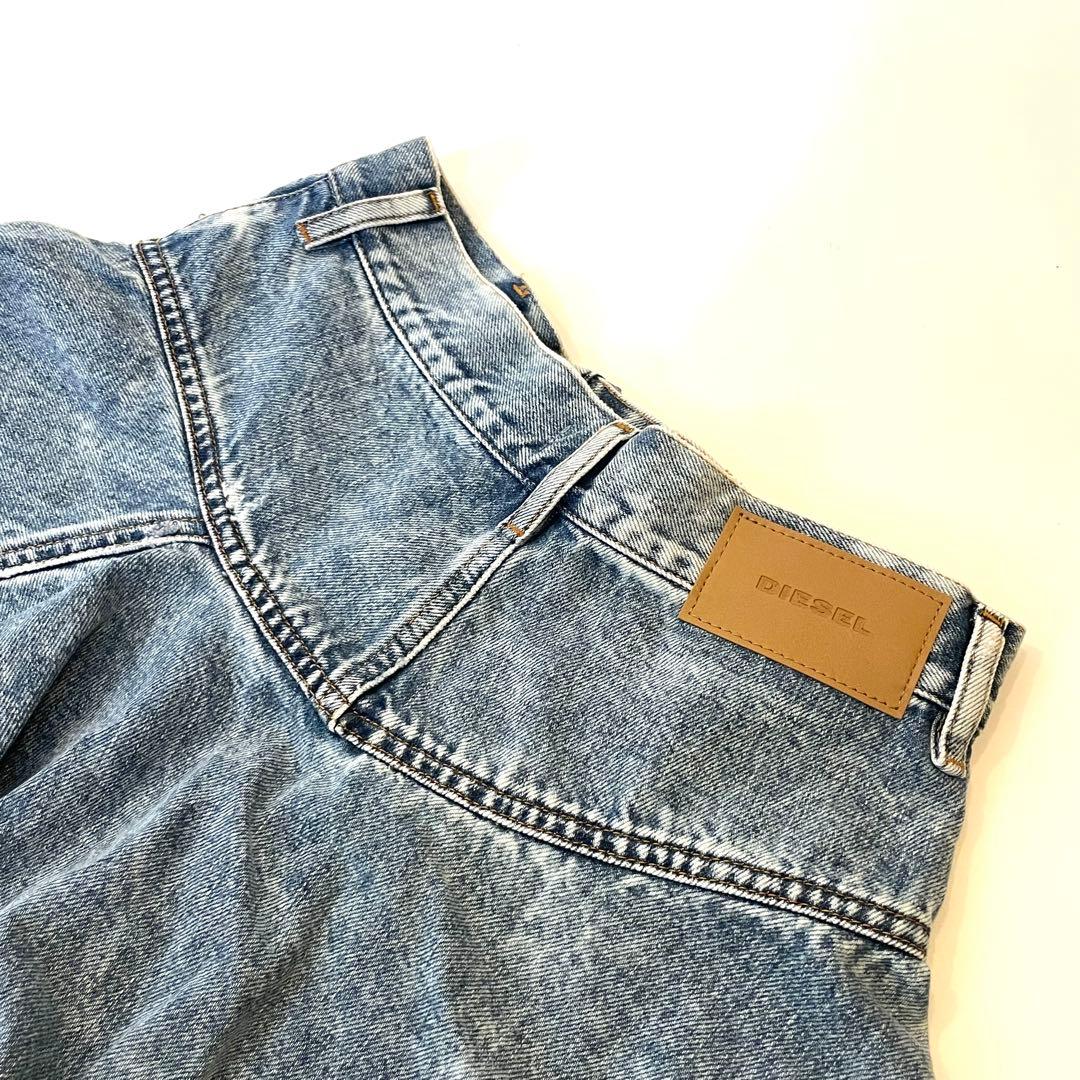 【新品】W24 ディーゼル スカート フレア イレギュラー 切りっぱなし ブルー