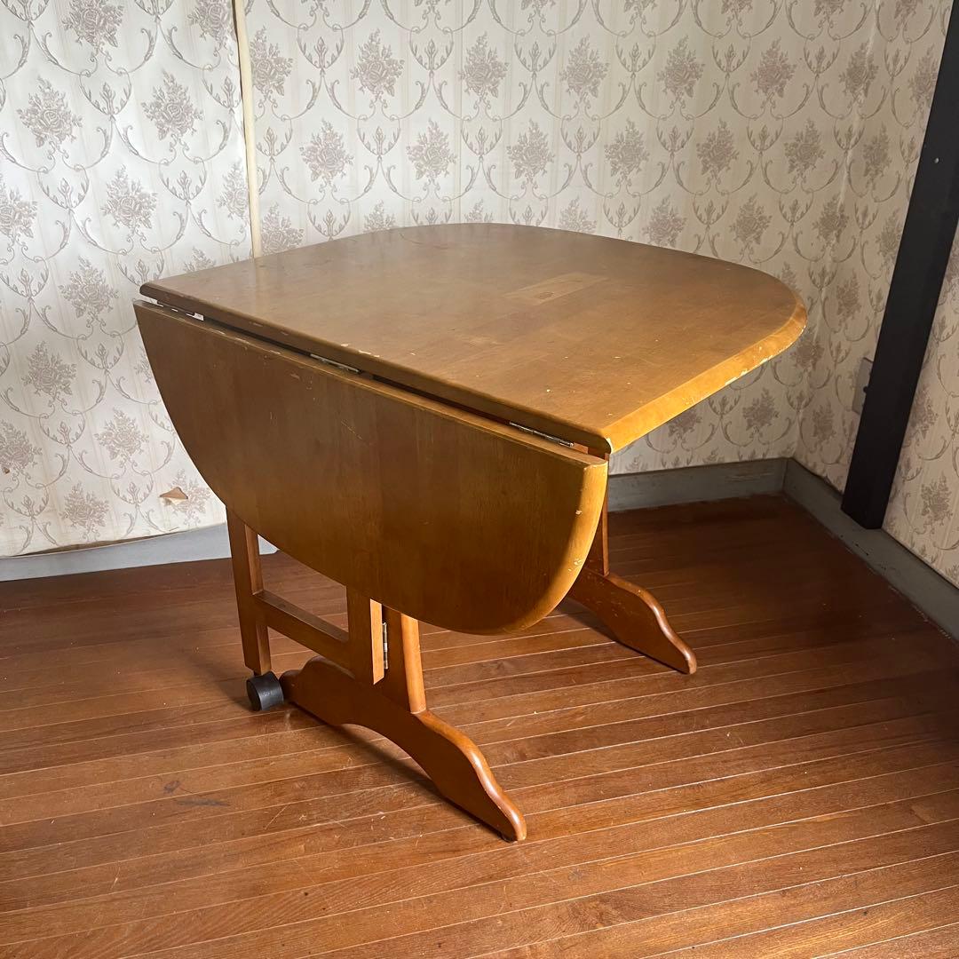 【アンティーク】北欧レトロ 木製 バタフライテーブル ドロップリーフテーブル 机