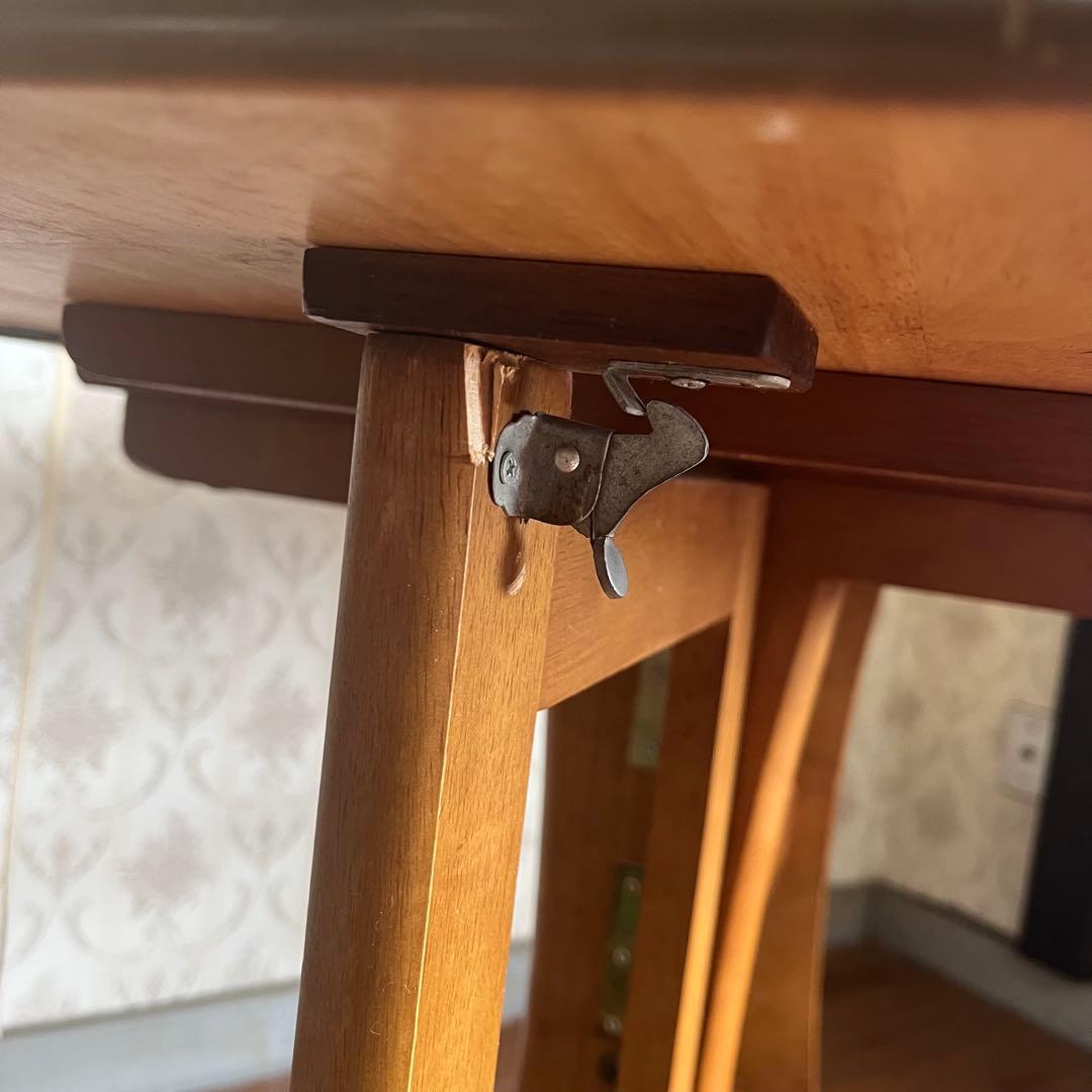 【アンティーク】北欧レトロ 木製 バタフライテーブル ドロップリーフテーブル 机