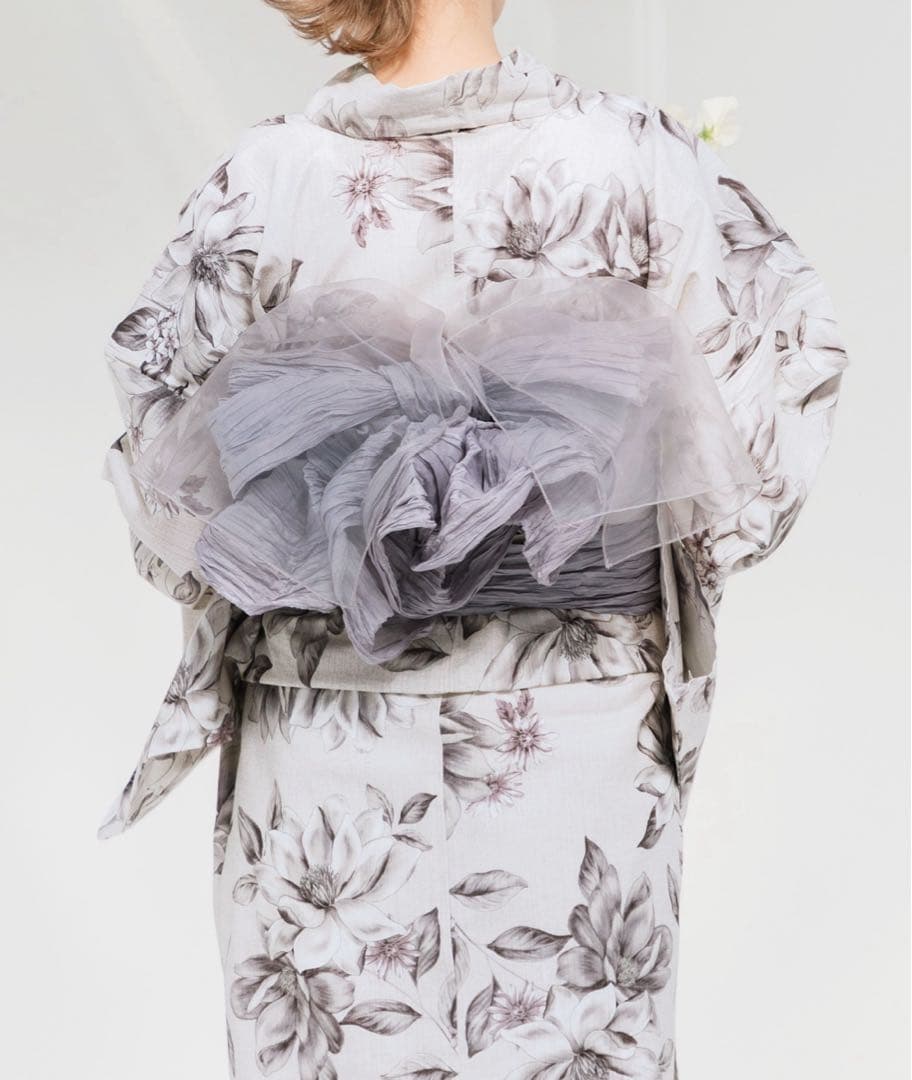 DITA うたかたの月下美人 （浴衣・しわへこ帯・下駄)＋オーガンジーへこ帯付き