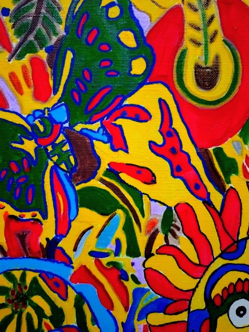 【F6号】ジミー大西【サークル】手描き/表裏サイン有/油彩/アクリル/絵画/額縁