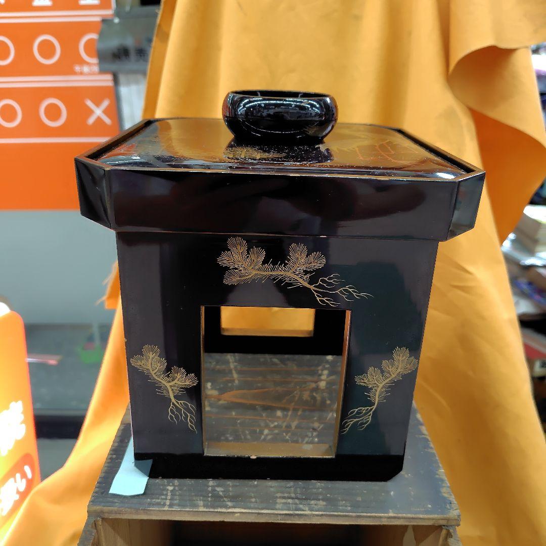 漆塗り茶道具 黒 四角形 金色装飾