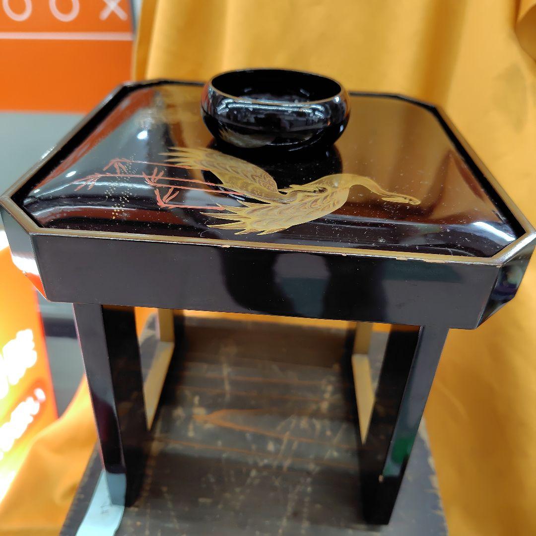 漆塗り茶道具 黒 四角形 金色装飾