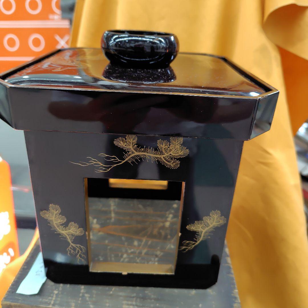 漆塗り茶道具 黒 四角形 金色装飾