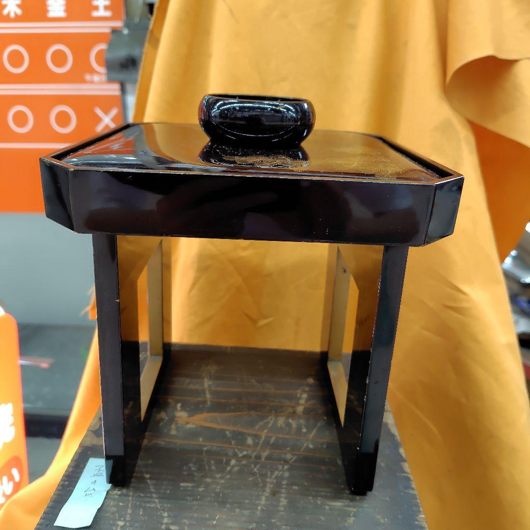 漆塗り茶道具 黒 四角形 金色装飾