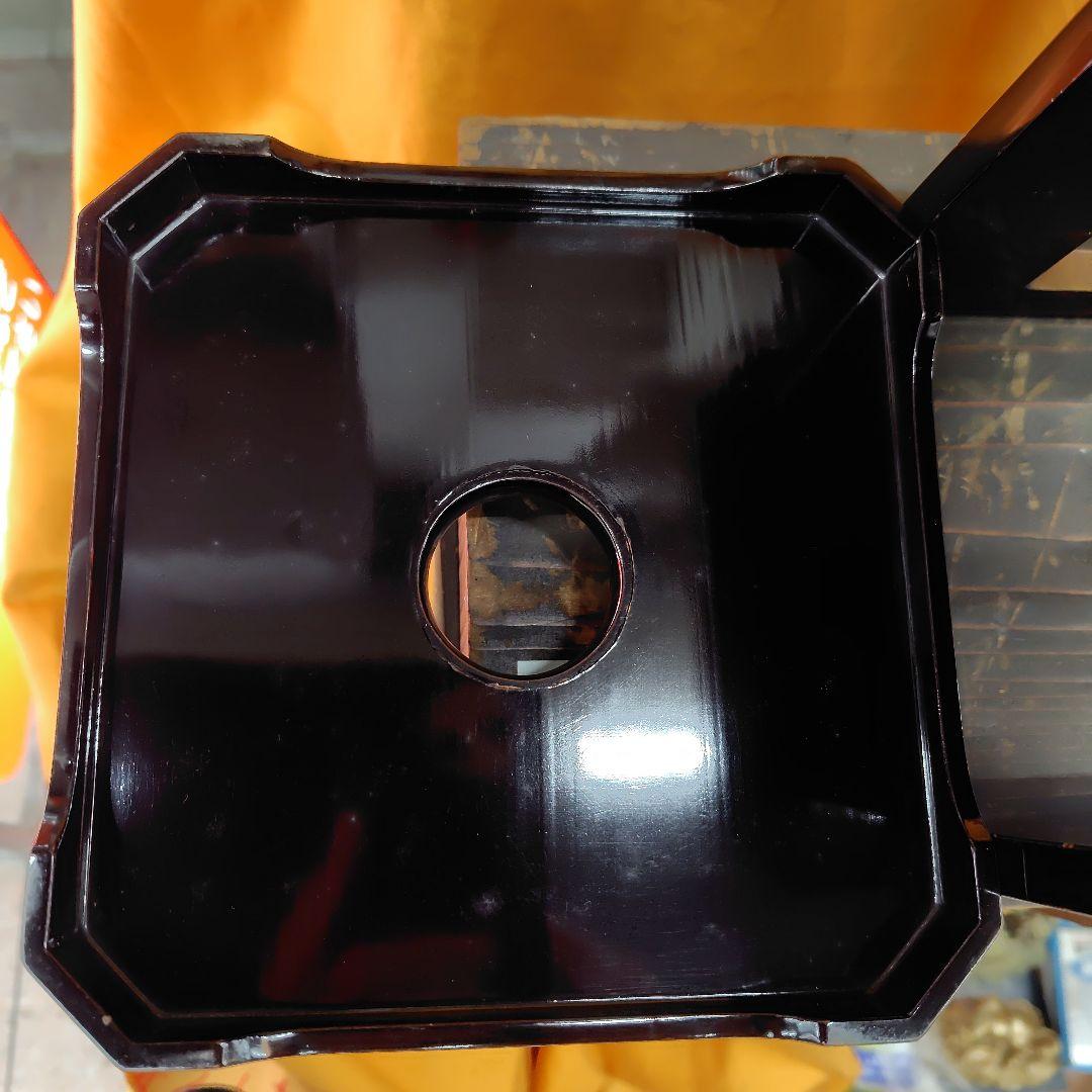 漆塗り茶道具 黒 四角形 金色装飾