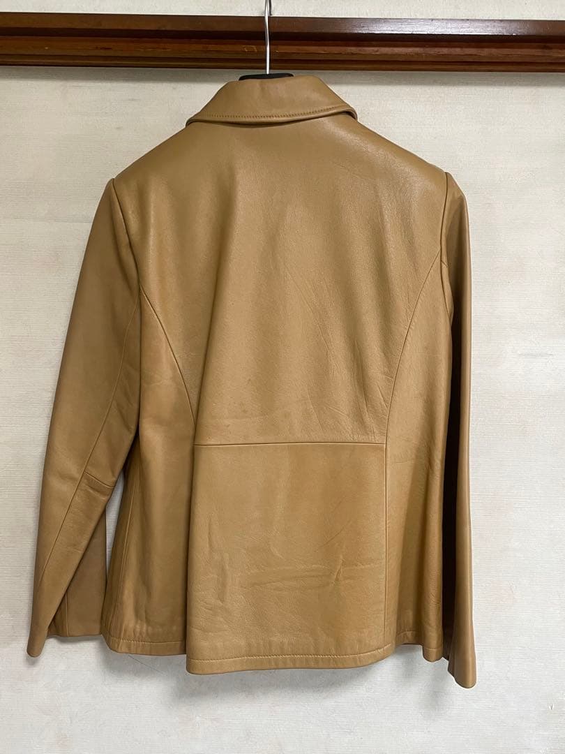 8月末価格❣️ BANANA REPUBLIC ベージュレザーライダースジャケット