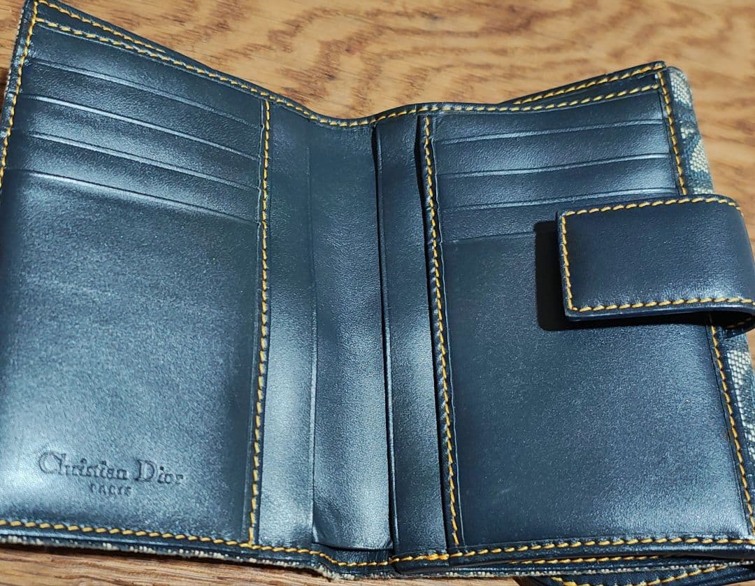 Dior トロッター　二つ折り財布 ブルー系 キャンバス