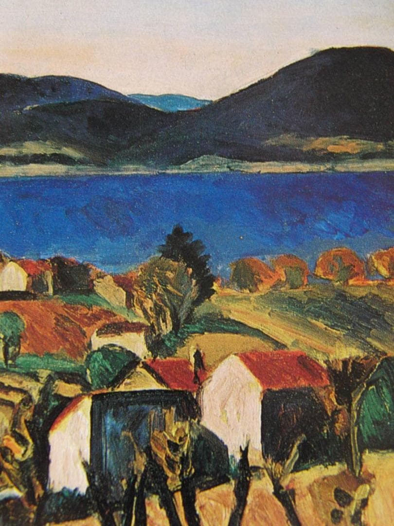 山口薫、「南仏サントロペ風景」、希少な画集の額装画、日本製新品額入り