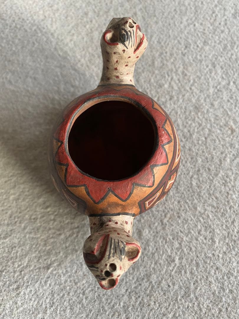 【ヴィンテージ】ペルー・インカ／豹・陶器製の容器・食器