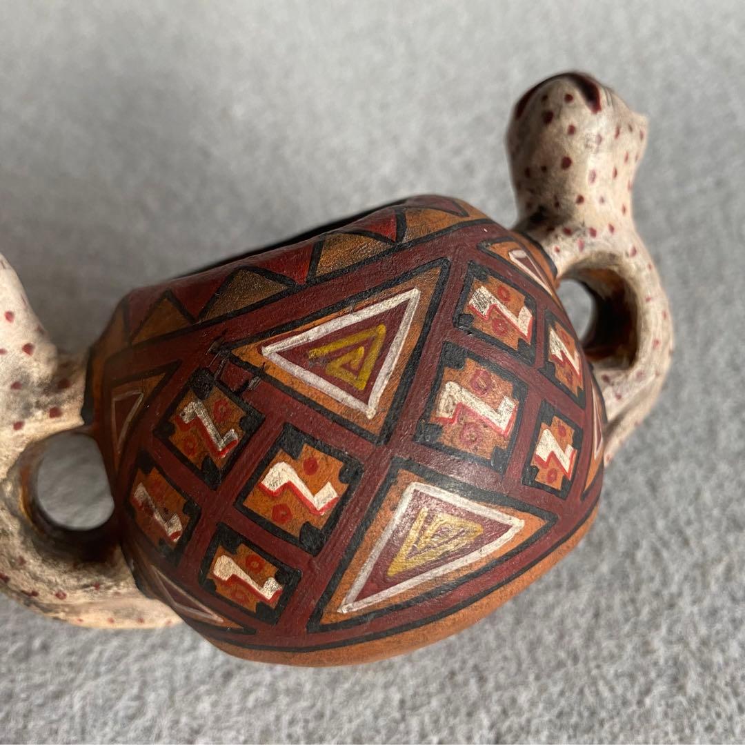 【ヴィンテージ】ペルー・インカ／豹・陶器製の容器・食器