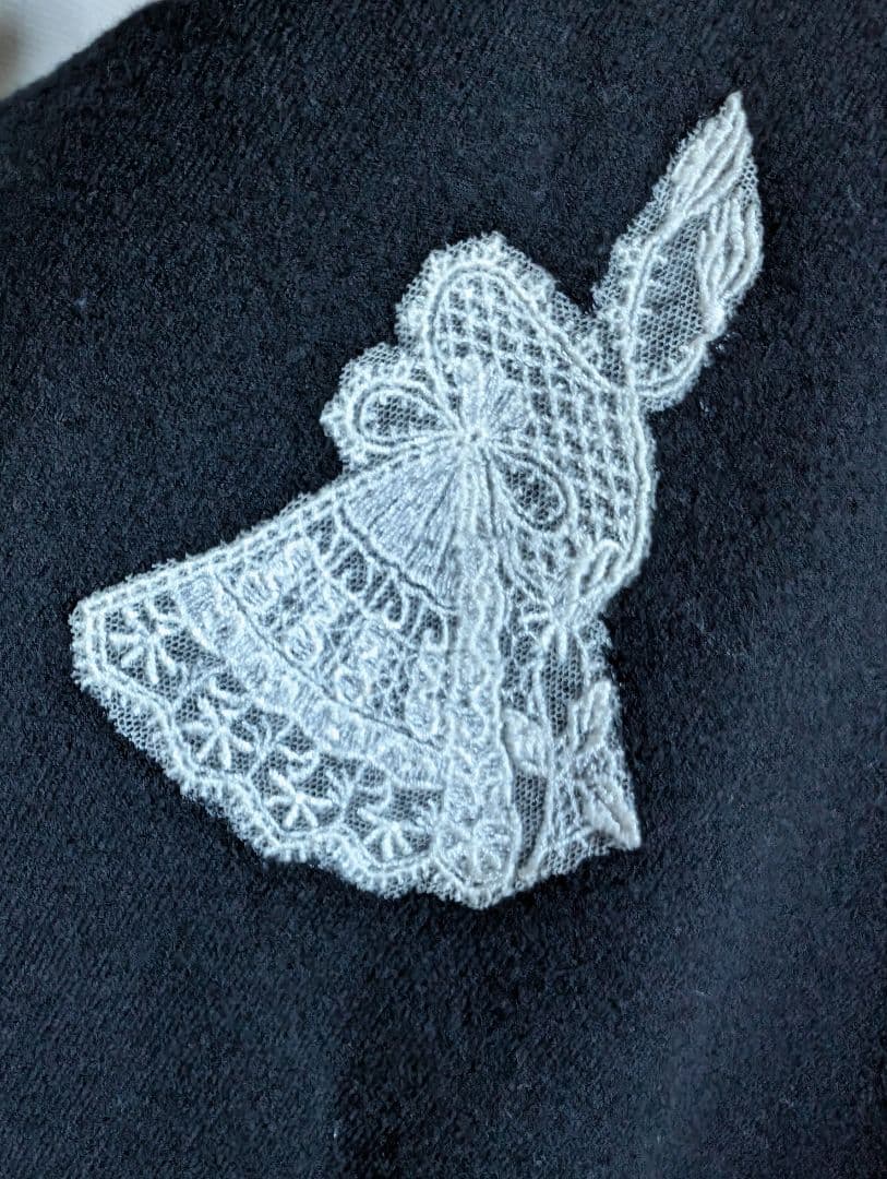 ケイタ・マルヤマ TOKYO PARIS 黒ウール 花柄レース 膝丈 スカート