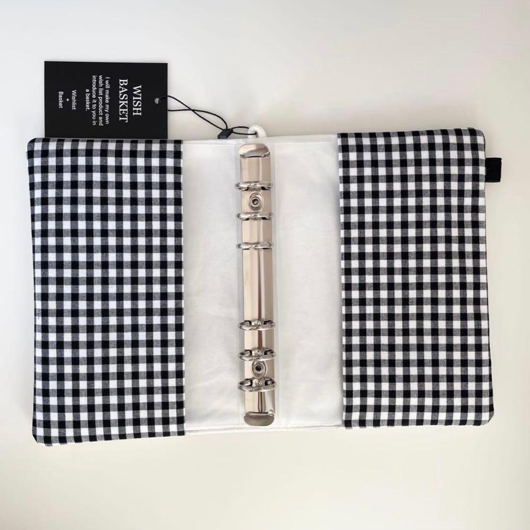 早い者勝ち　韓国　バインダー　カバー　貯金　現金管理　シルバー　黒　チェック　2