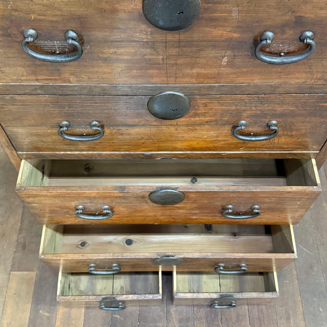 H15K56 和製アンティーク 5段チェスト