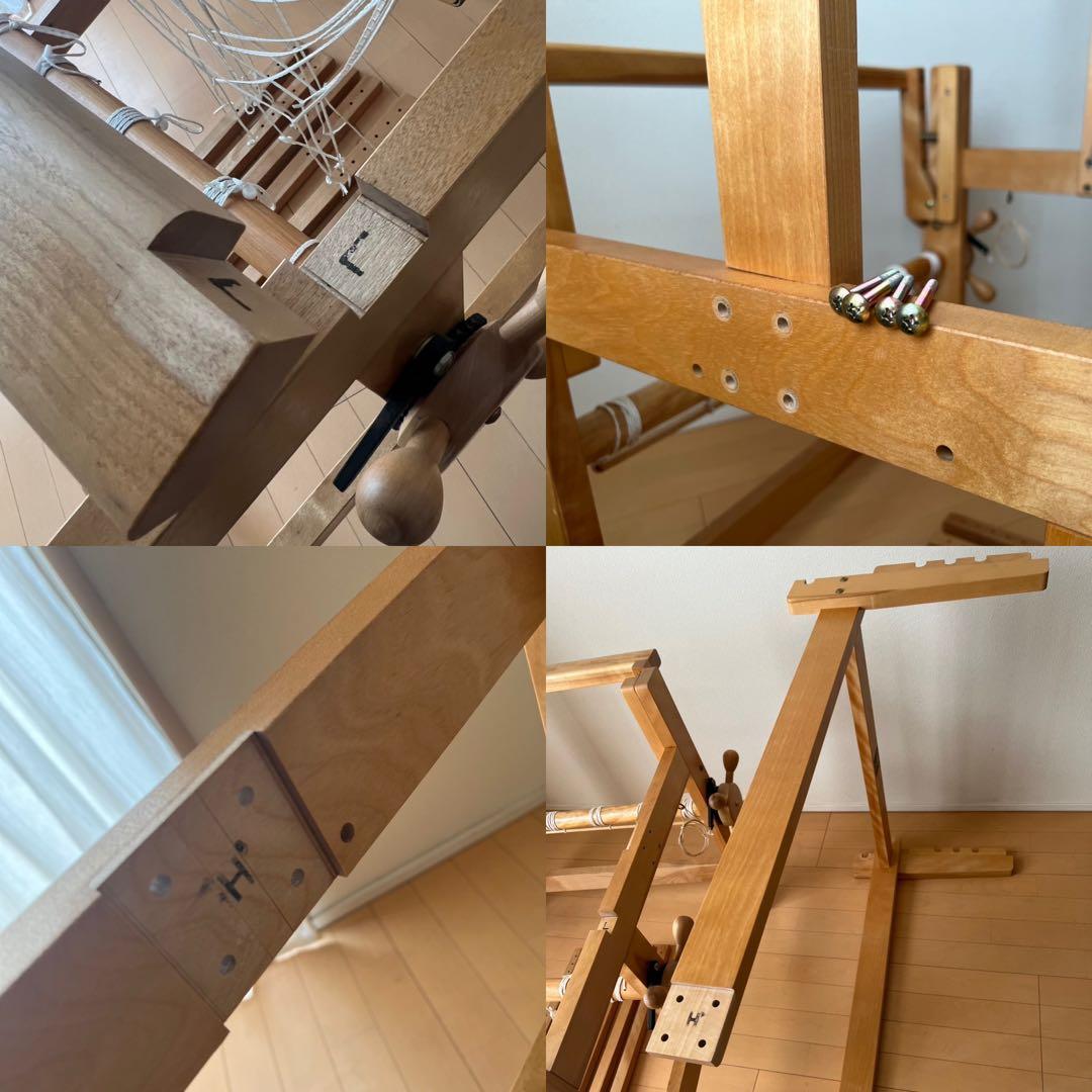 東京手織機 KM-650ろくろ式（旧型）4枚綜絖6本踏み木/筬・綜絖枠付き/中古