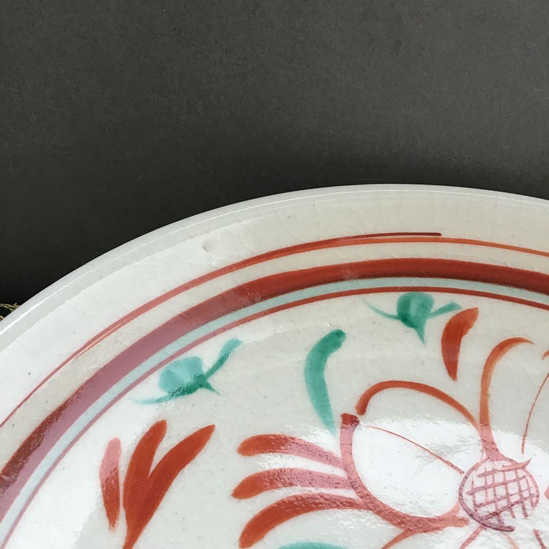 茶道具　菓子器　赤絵花文皿　瀬戸本業窯　水野半次郎作　栞　共箱　S104KK