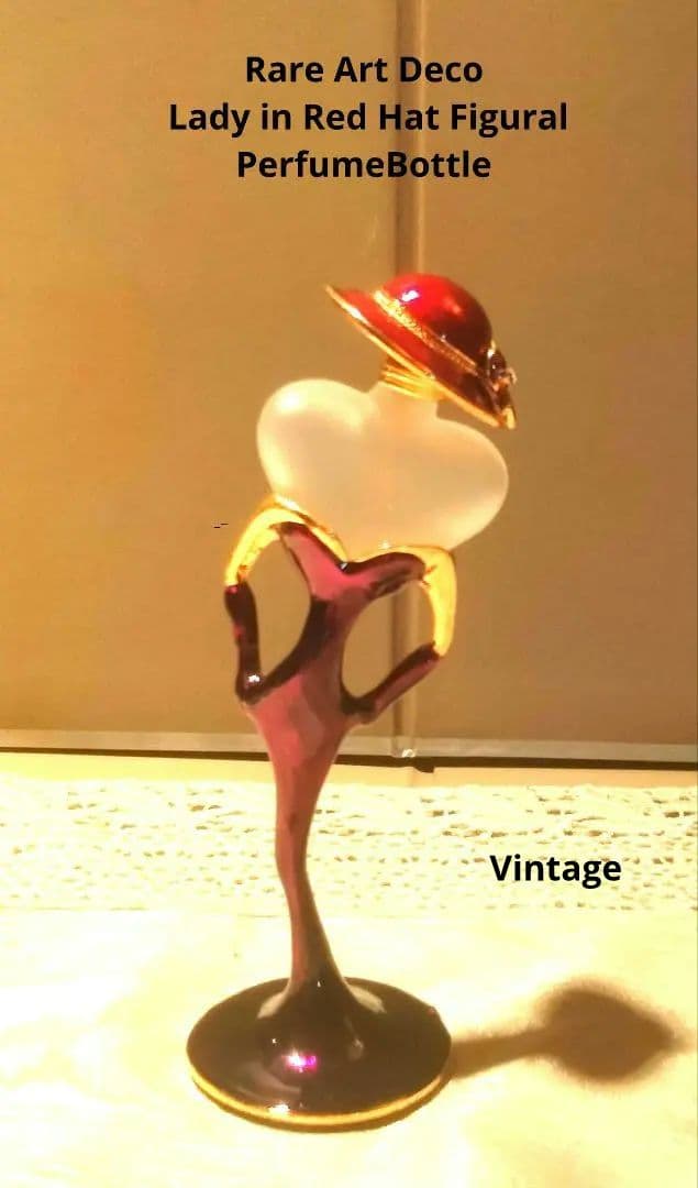 1980年ビンテージ アールデコ香水瓶 帽子をかぶった女