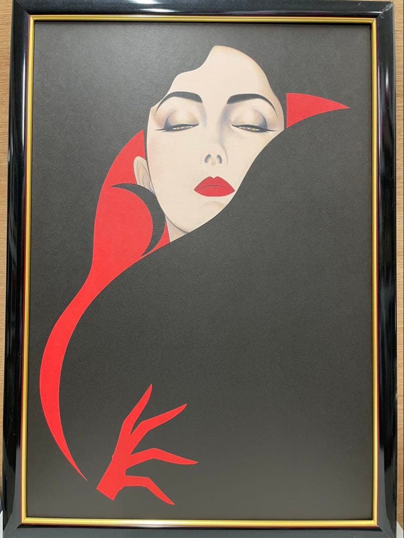 鶴田一郎 ( 赤と黒の魅惑 ) 黒/金 表面 アクリル使用