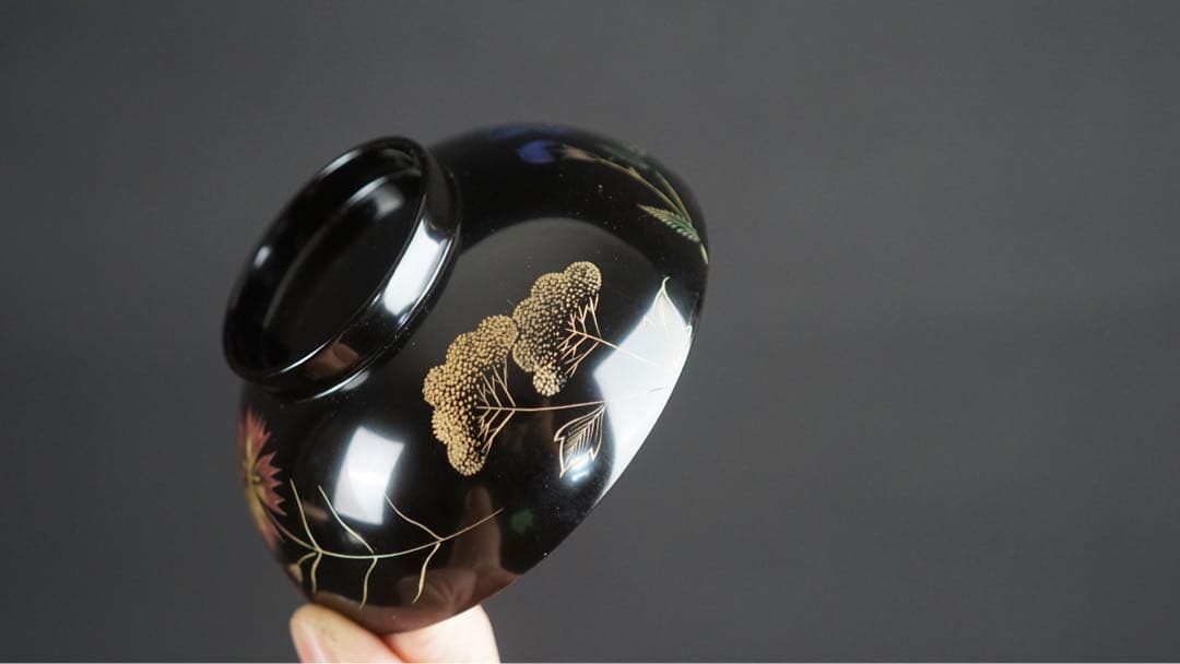 輪島塗 牧野一也 秋草沈金 吸物椀 10客 共箱 未使用 美品