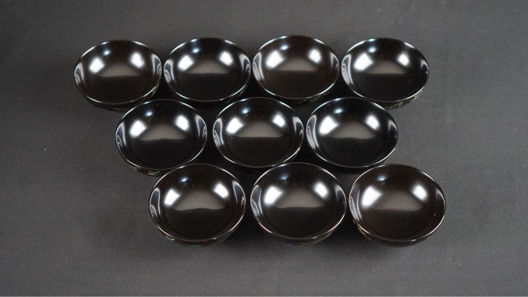 輪島塗 牧野一也 秋草沈金 吸物椀 10客 共箱 未使用 美品