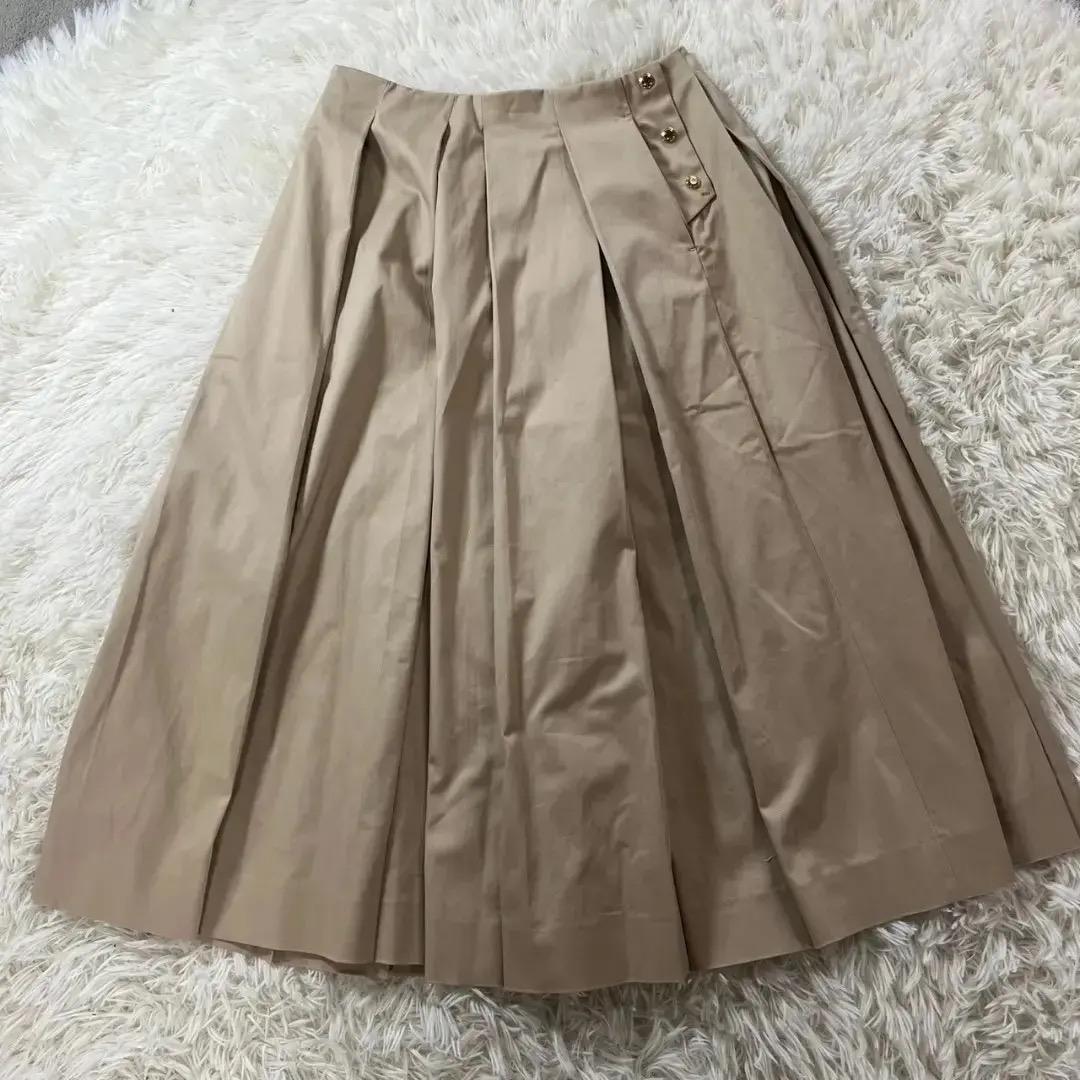 【美品・早い者勝ち】ドゥロワー キュロット ミモレ丈 ボタン付き S ベージュ