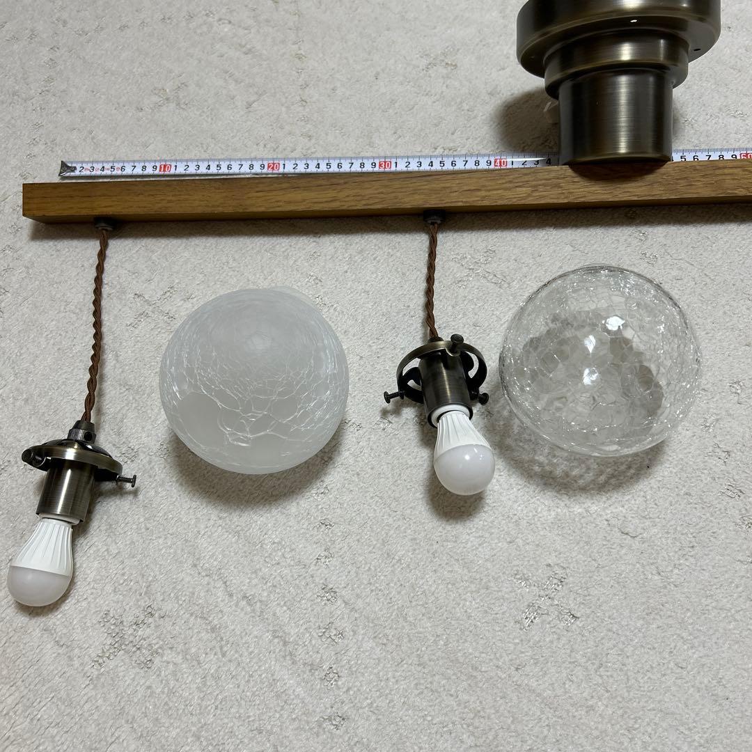 暖色灯　木製4灯シーリングライト　LED スポット