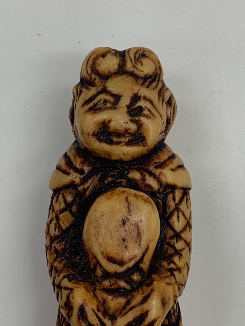 時代物 鹿角 煙管 煙管道具 キセル道具 蛸 漁師 9cm 48g