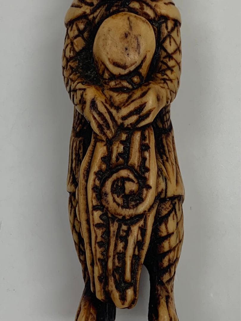 時代物 鹿角 煙管 煙管道具 キセル道具 蛸 漁師 9cm 48g