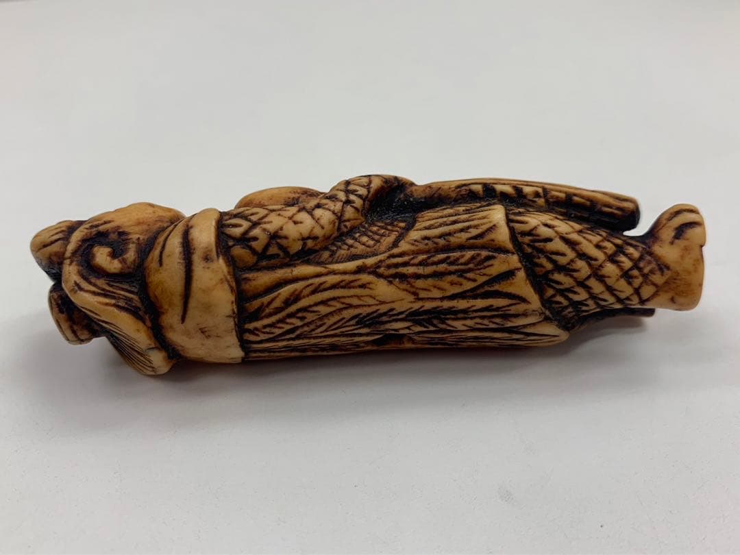 時代物 鹿角 煙管 煙管道具 キセル道具 蛸 漁師 9cm 48g