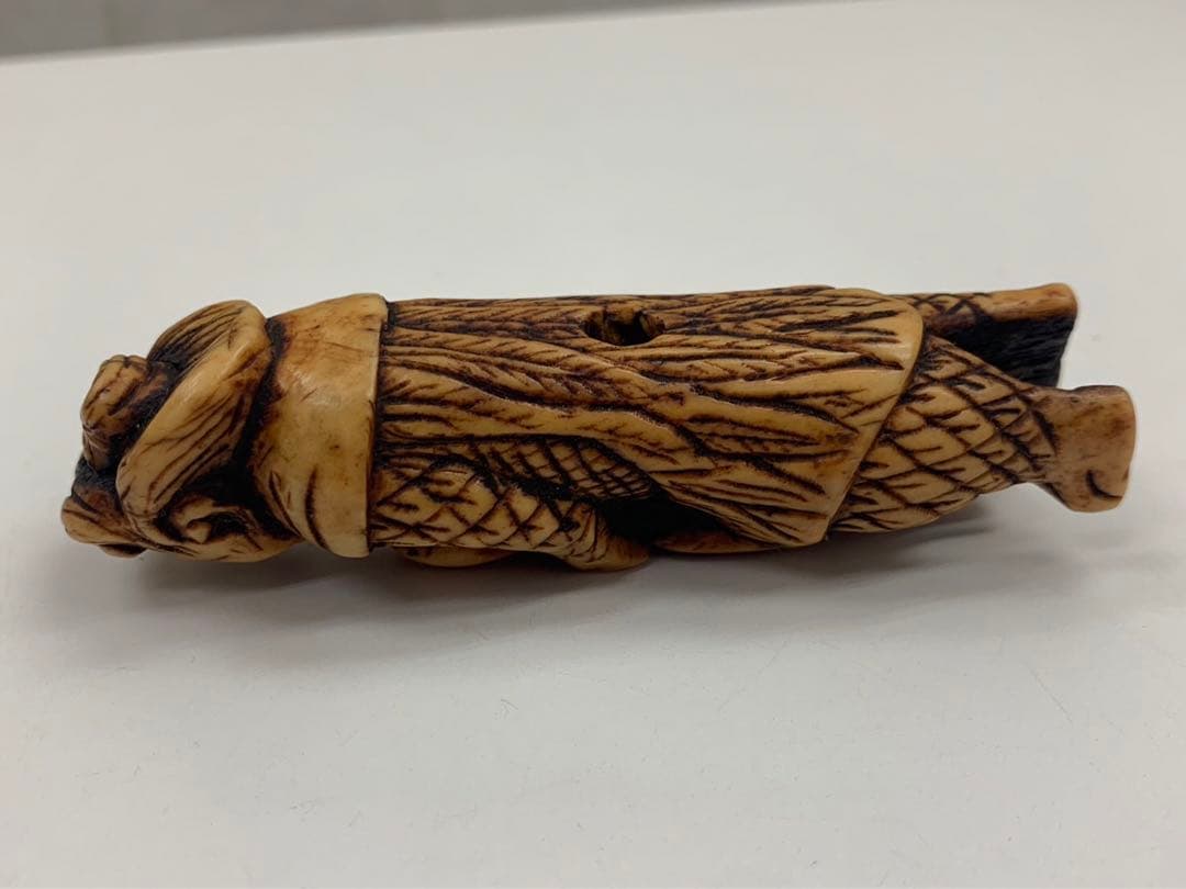 時代物 鹿角 煙管 煙管道具 キセル道具 蛸 漁師 9cm 48g