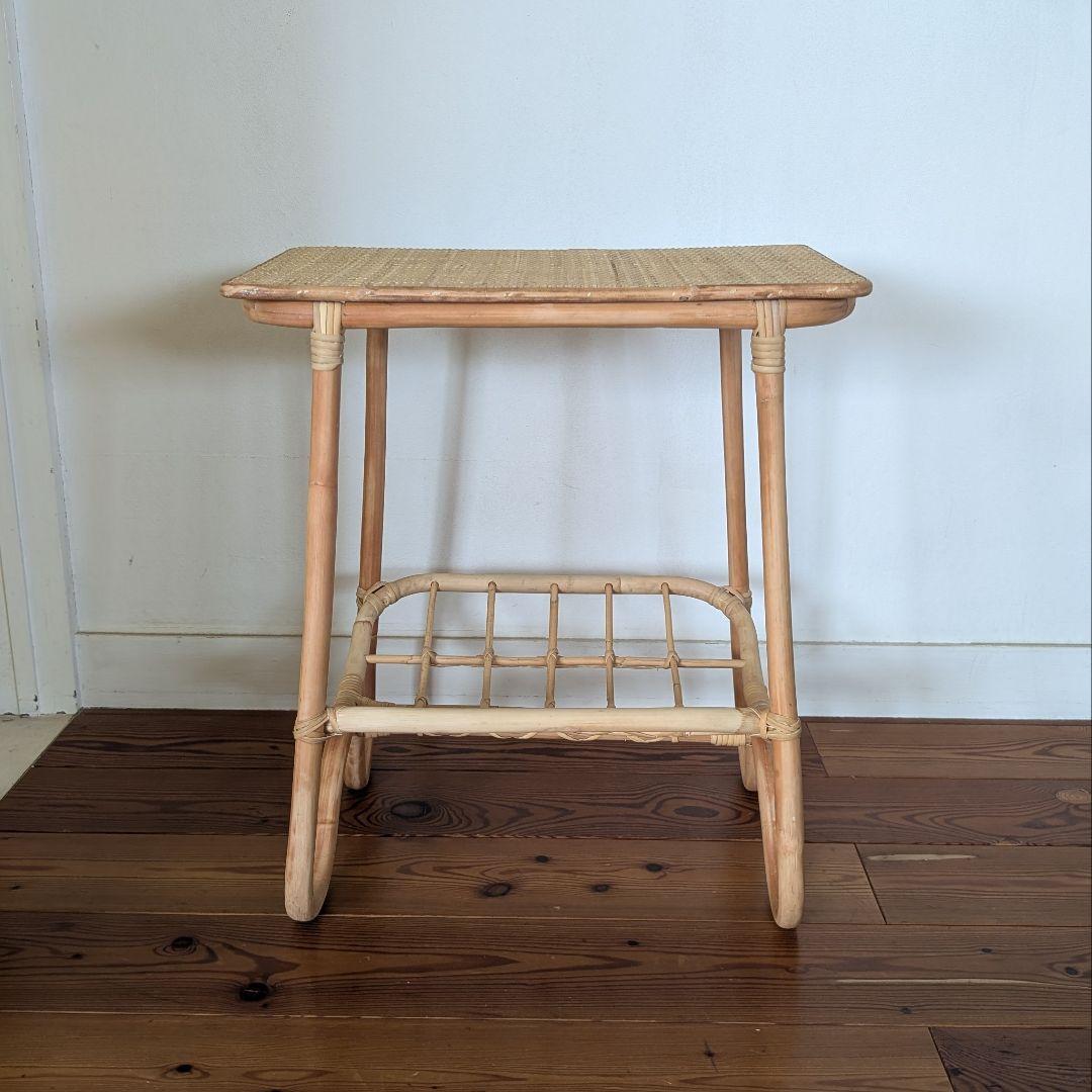 ラタン サイドテーブル ナチュラルウッド